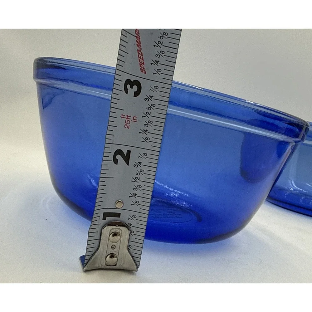 VTG  Anchor Hocking Ovenware Blue Cobalt Nesting Mixing Bowl Set Of 3